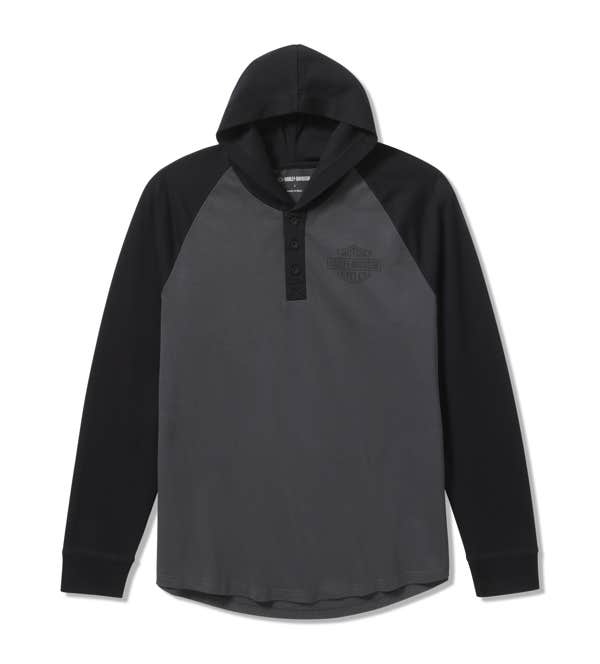 HARLEY-DAVIDSON MENS HDMC RAGLAN HENLEY WITH HOOD