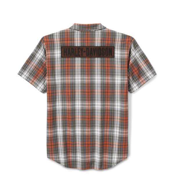 HARLEY-DAVIDSON MENS BLOCK FONT YARN DYED PLAID SHIRT
