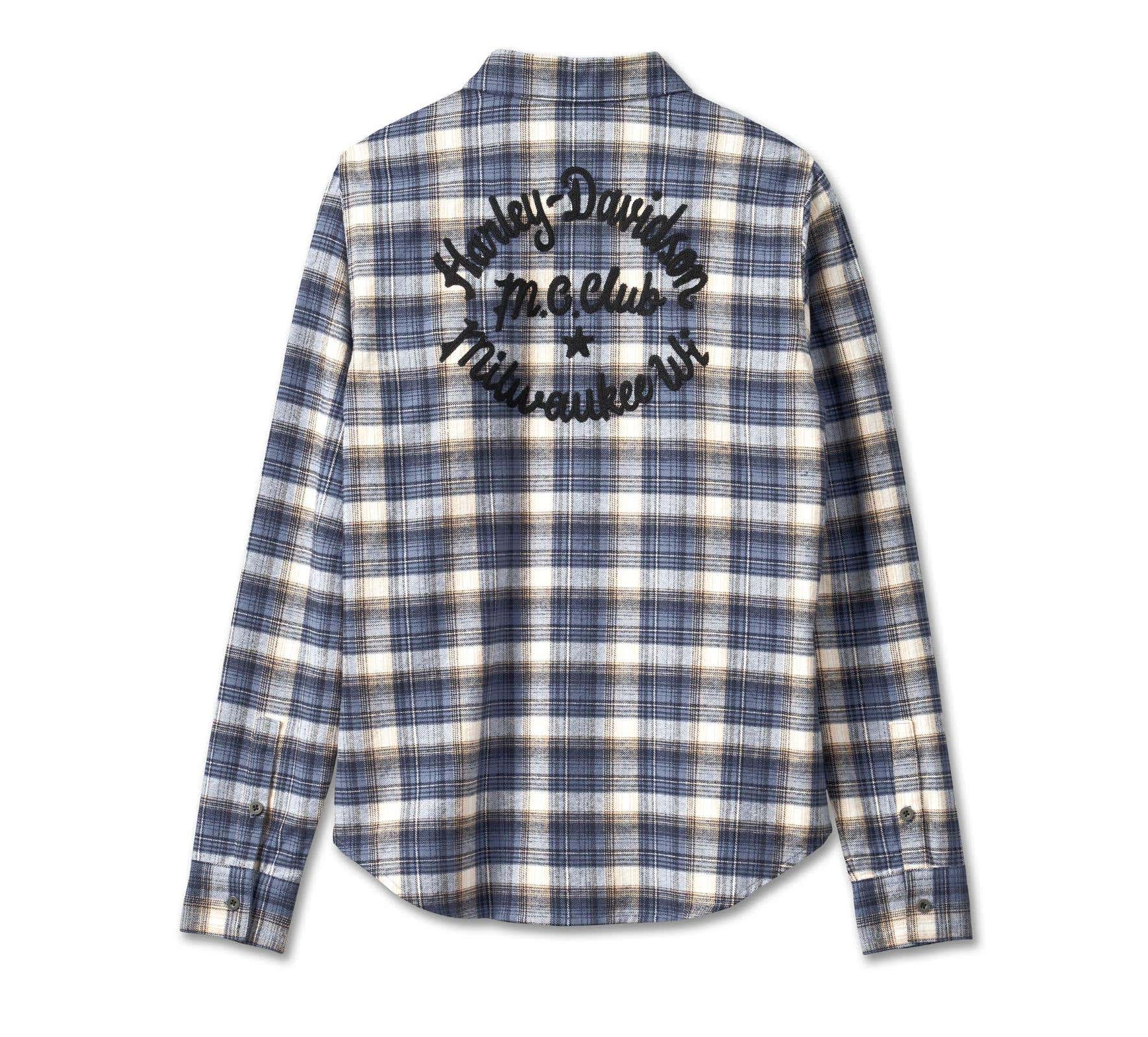 HARLEY-DAVIDSON WOMENS RETRO CLUB CREW FLANNEL SHIRT - YD PLAID