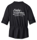 HARLEY-DAVIDSON WOMENS REVOLUTION DRAWSTRING WAIST SHIRT