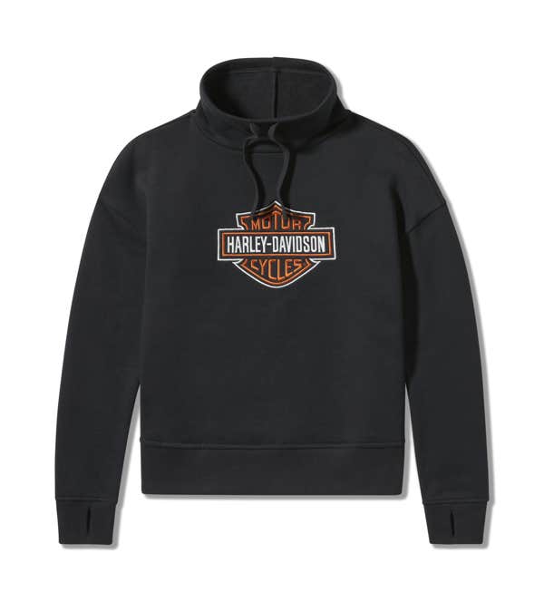 HARLEY-DAVIDSON WOMENS ESSENTIAL BAR & SHIELD FUNNEL NECK PULLOVER