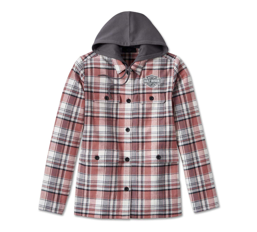 HARLEY-DAVIDSON WOMENS HERITAGE CLASSIC SHIRT JACKET WITH HOOD - YD PLAID