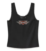 HARLEY-DAVIDSON WOMENS VINTAGE FLAMES BLING LACE TRIM TANK