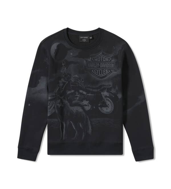 HARLEY-DAVIDSON MENS LONE WOLF LOWRIDER CREWNECK