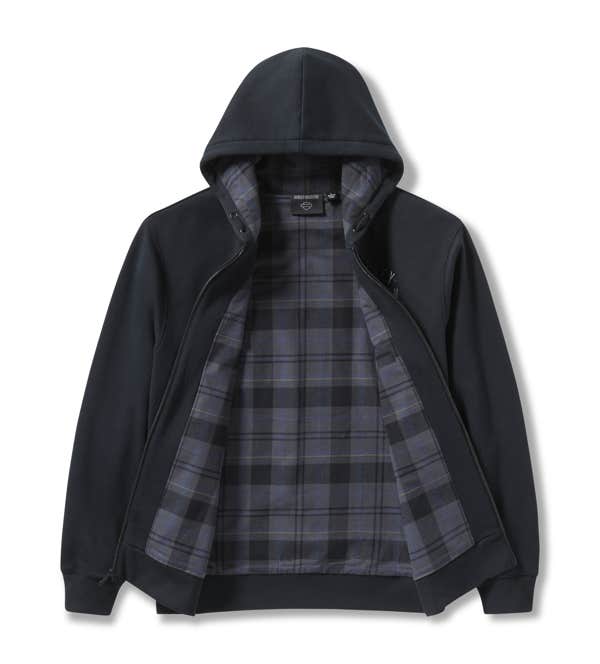 HARLEY-DAVIDSON MENS PLAID LINED ZIP HOODIE