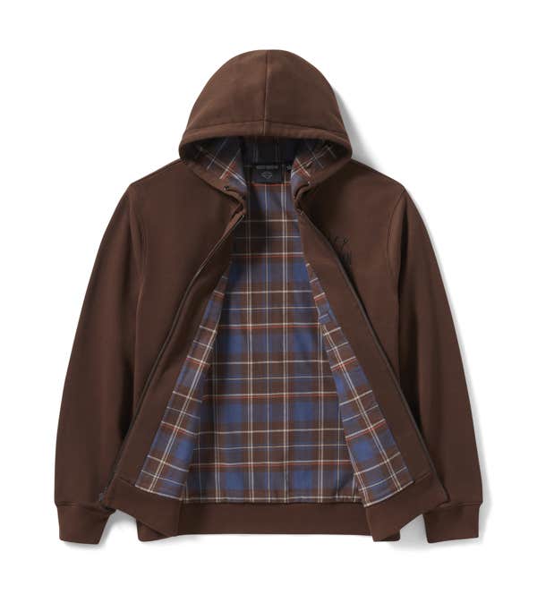 HARLEY-DAVIDSON MENS PLAID LINED ZIP HOODIE