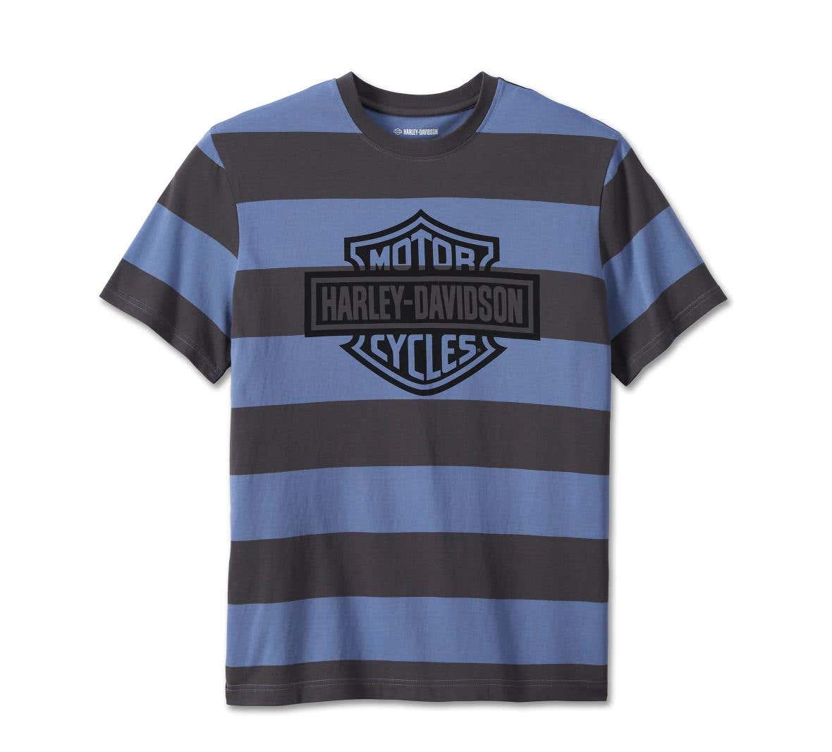 HARLEY-DAVIDSON MENS BAR & SHIELD STRIPED TEE