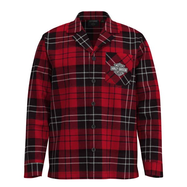 HARLEY-DAVIDSON MENS BAR & SHIELD PLAID PAJAMA SET
