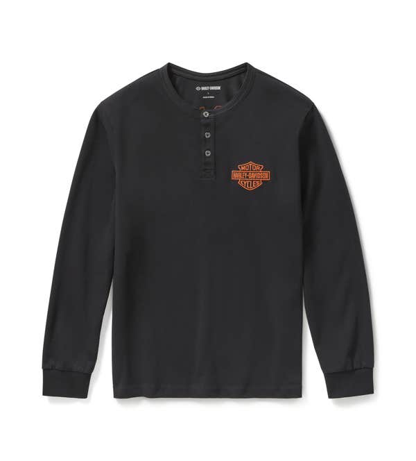 HARLEY-DAVIDSON MENS RACER FONT HENLEY