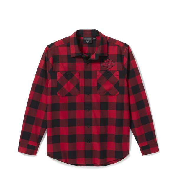 HARLEY-DAVIDSON MENS BAR & SHIELD BUFFALO CHECK FLANNEL