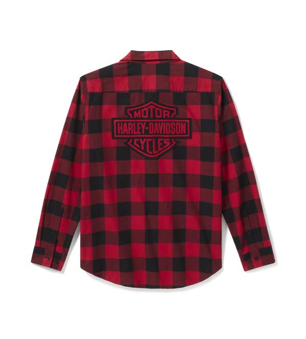 HARLEY-DAVIDSON MENS BAR & SHIELD BUFFALO CHECK FLANNEL