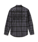HARLEY-DAVIDSON MENS RACER FONT YARN DYED PLAID SHIRT
