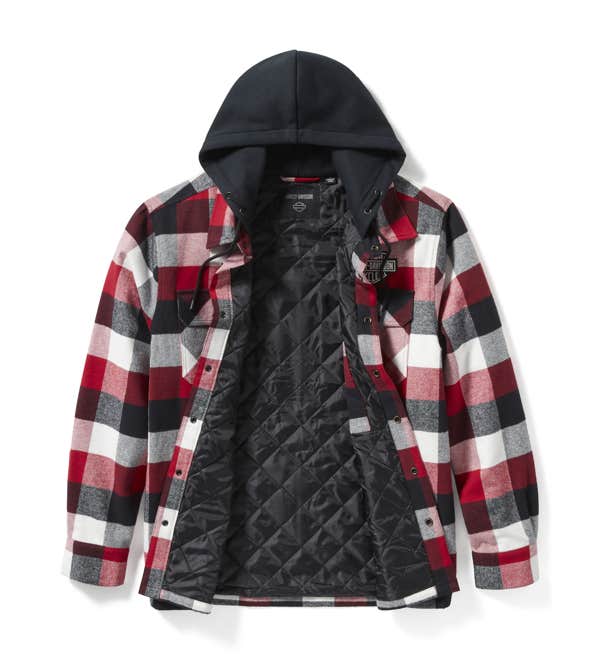 HARLEY-DAVIDSON MENS TRAVELER HOODED SHIRT JACKET