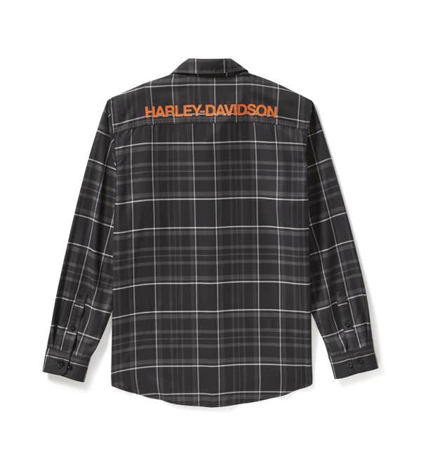 HARLEY-DAVIDSON MENS H-D TECH COOLMAX LONG SLEEVE PLAID SHIRT
