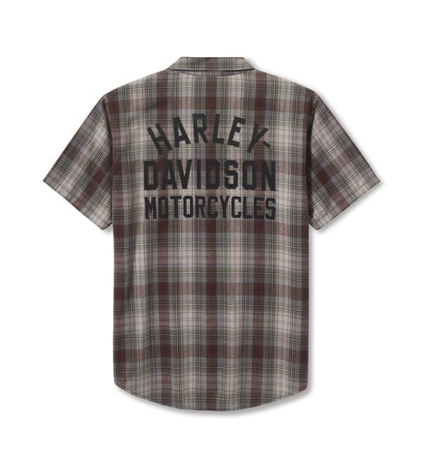 HARLEY-DAVIDSON MENS RACER FONT YARN DYE PLAID SHIRT