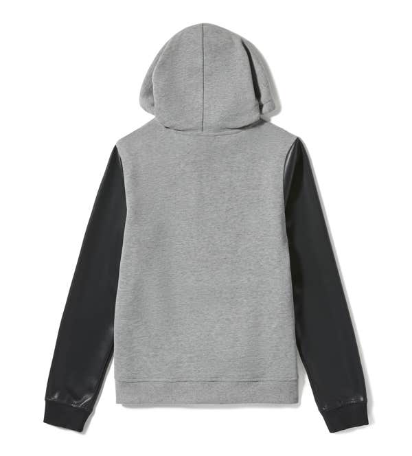 HARLEY-DAVIDSON WOMENS FAUX LEATHER SLEEVE PULLOVER HOODIE
