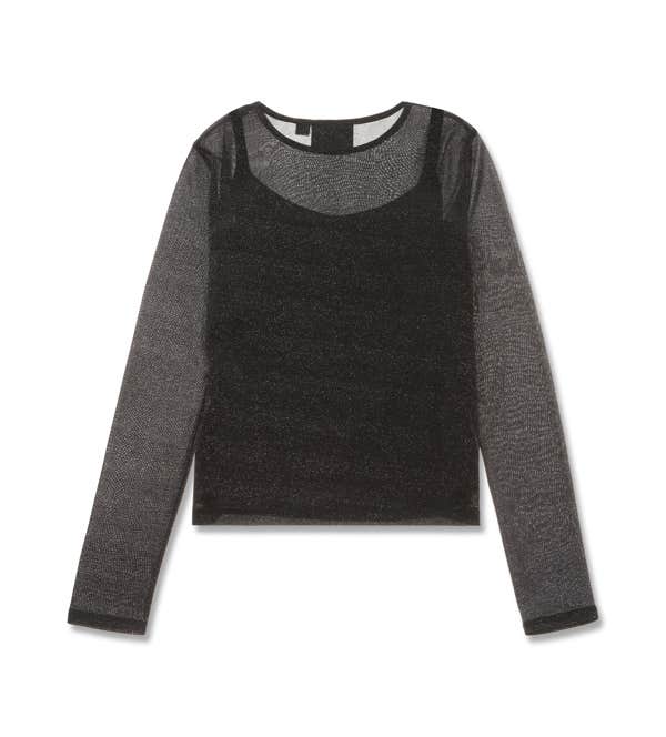 HARLEY-DAVIDSON WOMENS METALLIC DAGGER MESH LONG SLEEVE TOP