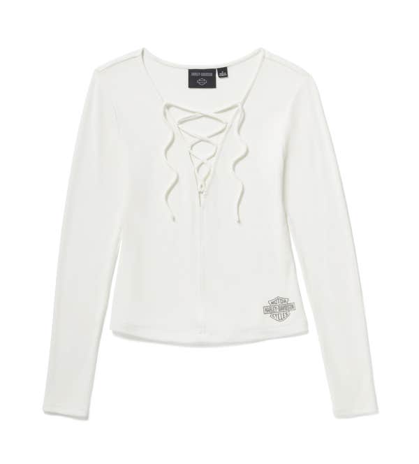 HARLEY-DAVIDSON WOMENS LACE UP LONG SLEEVE TOP