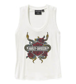 HARLEY-DAVIDSON WOMENS SERPENT ROSE BLING RIBBED TANK