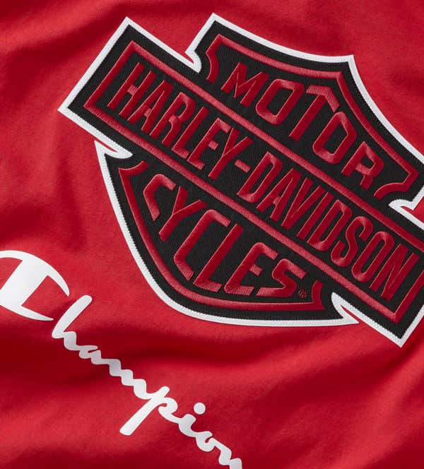 HARLEY-DAVIDSON MENS CHAMPION X HARLEY-DAVIDSON FANATIC TEE