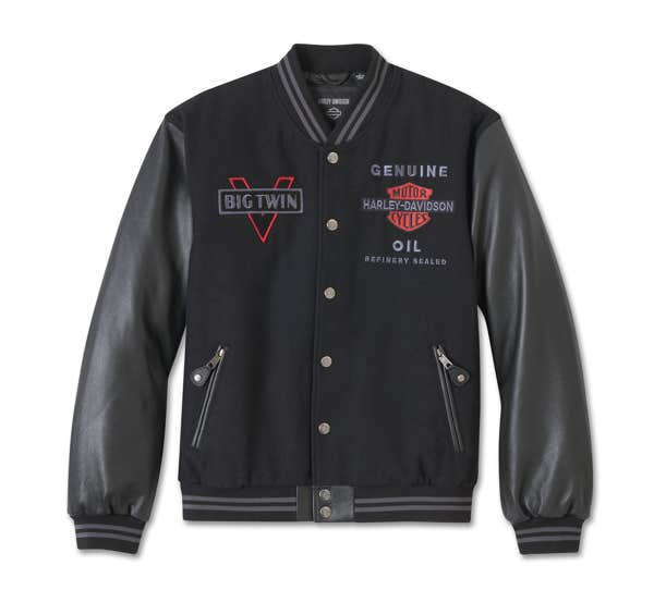HARLEY-DAVIDSON MENS V-TWIN VARSITY LEATHER JACKET