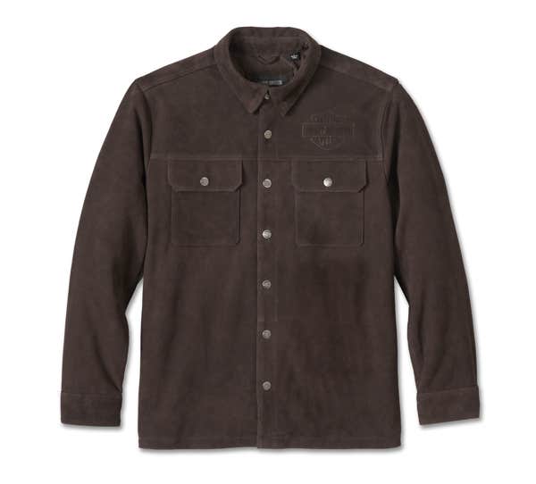 HARLEY-DAVIDSON MENS MILWAUKEE AVIATOR SUEDE OVERSHIRT