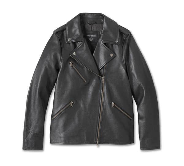 HARLEY-DAVIDSON WOMENS BACK IN BLACK LEATHER BIKER JACKET
