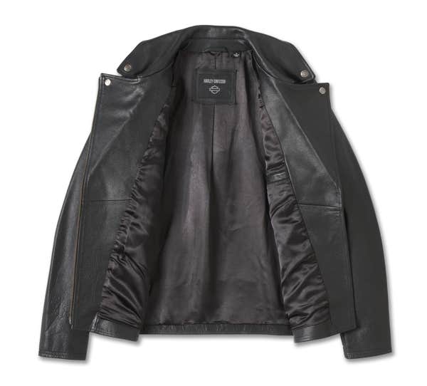 HARLEY-DAVIDSON WOMENS BACK IN BLACK LEATHER BIKER JACKET