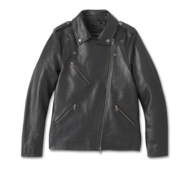 HARLEY-DAVIDSON WOMENS BACK IN BLACK LEATHER BIKER JACKET