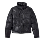 HARLEY-DAVIDSON WOMENS BLACKED OUT LEATHER PUFFER