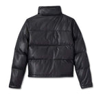 HARLEY-DAVIDSON WOMENS BLACKED OUT LEATHER PUFFER