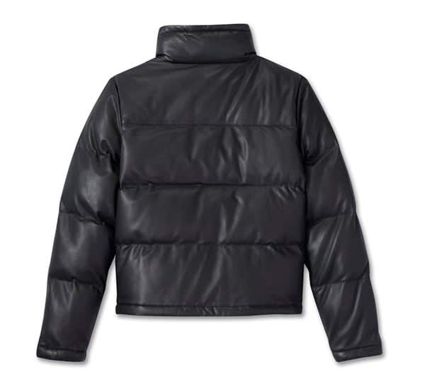 HARLEY-DAVIDSON WOMENS BLACKED OUT LEATHER PUFFER