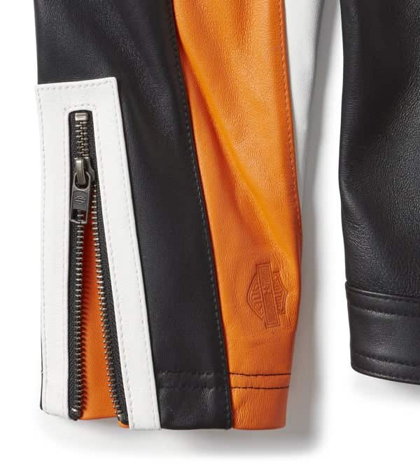 HARLEY-DAVIDSON WOMENS ESSENTIAL MOTO BLOCKED LEATHER JACKET