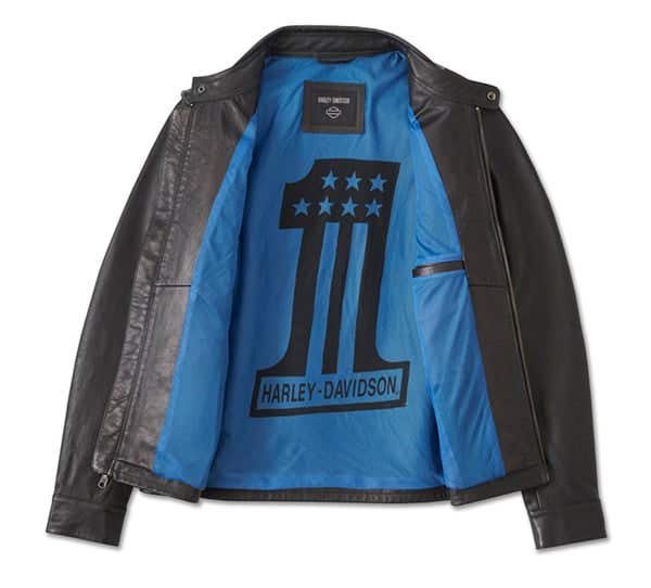 HARLEY-DAVIDSON MENS BLUE STEEL CONVERTIBLE LEATHER JACKET