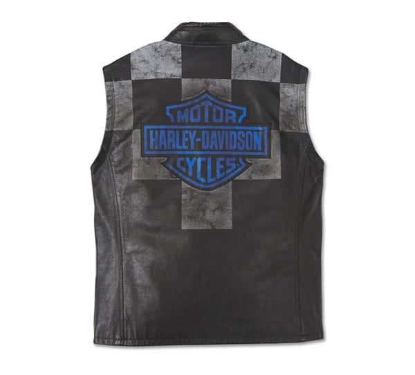HARLEY-DAVIDSON MENS BLUE STEEL CONVERTIBLE LEATHER JACKET