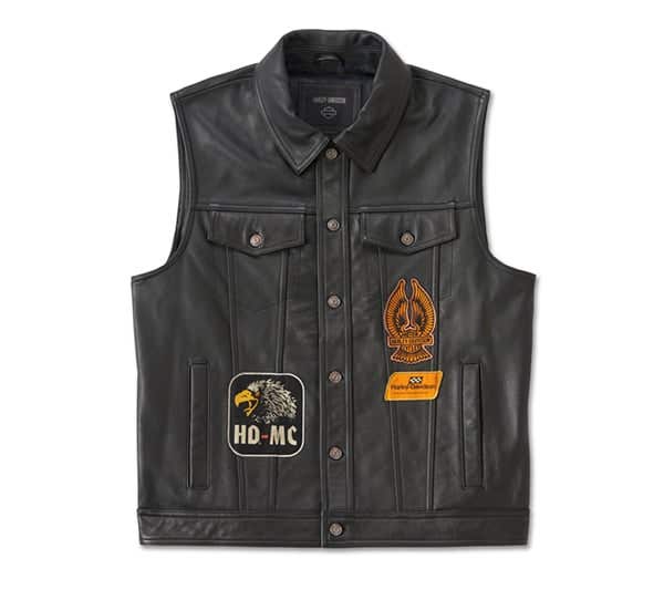 HARLEY-DAVIDSON MENS FUEL TO FLAMES LEATHER VEST