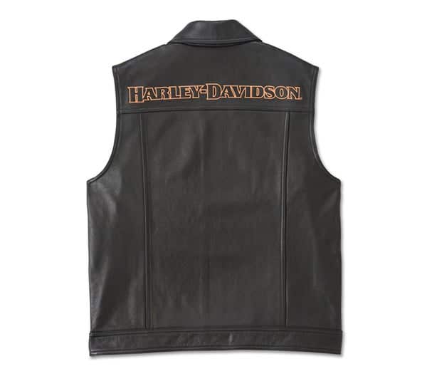 HARLEY-DAVIDSON MENS FUEL TO FLAMES LEATHER VEST