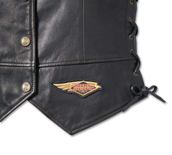 HARLEY-DAVIDSON WOMENS 120TH ANNIVERSARY LACED SIDE LEATHER VEST