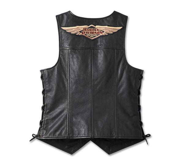HARLEY-DAVIDSON WOMENS 120TH ANNIVERSARY LACED SIDE LEATHER VEST