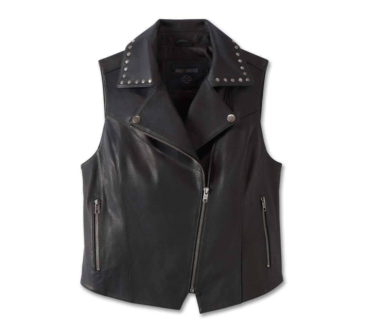 HARLEY-DAVIDSON WOMENS CLASSIC EAGLE STUDDED LEATHER VEST