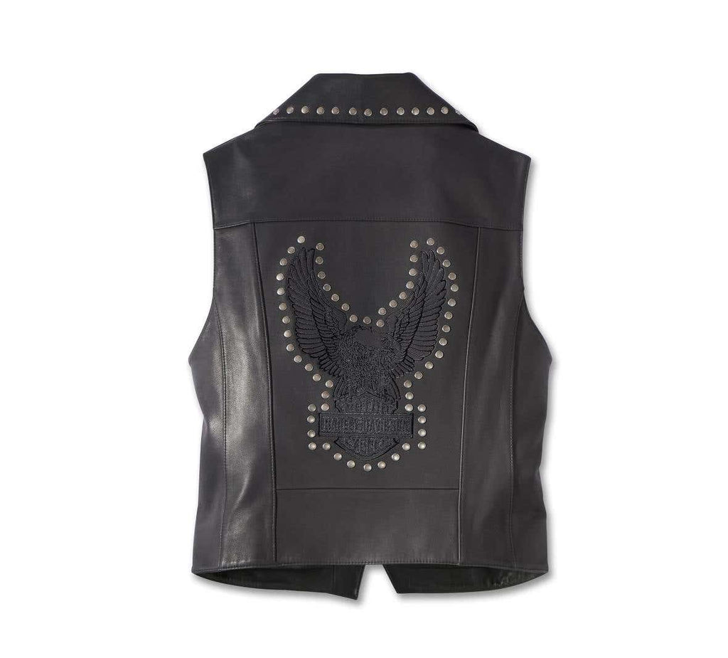 HARLEY-DAVIDSON WOMENS CLASSIC EAGLE STUDDED LEATHER VEST