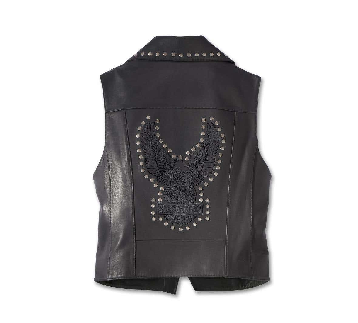 HARLEY-DAVIDSON WOMENS CLASSIC EAGLE STUDDED LEATHER VEST