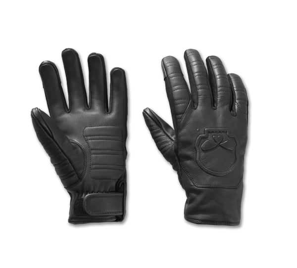 HARLEY-DAVIDSON MENS WILLIE G SKULL GRAPHIC LEATHER RIDING GLOVES