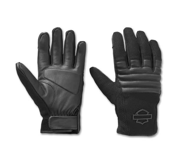 HARLEY-DAVIDSON MENS H-D DYNA KNIT LEATHER RIDING GLOVES