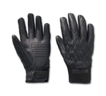 HARLEY-DAVIDSON WOMENS WILLIE G SKULL GRAPHIC LEATHER & TEXTILE RIDING GLOVES