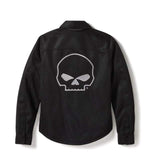 HARLEY-DAVIDSON WOMENS WILLIE G SKULL GRAPHIC OPERATIVE MESH RIDING SHIRT JACKET