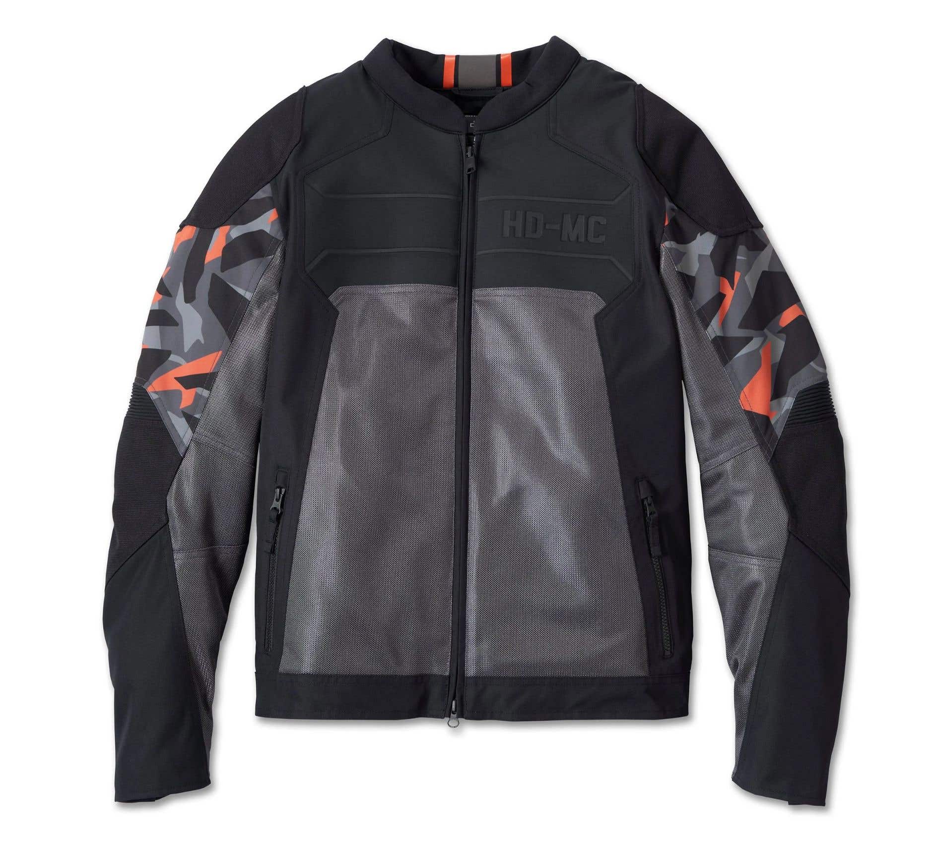 HARLEY-DAVIDSON MENS BRAWLER CAMO MIXED MEDIA JACKET
