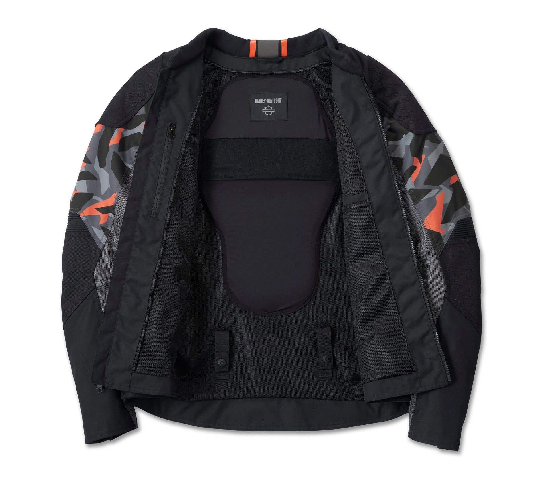 HARLEY-DAVIDSON MENS BRAWLER CAMO MIXED MEDIA JACKET