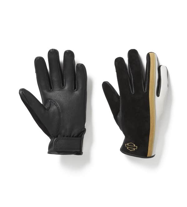 HARLEY-DAVIDSON WOMENS H-D LEATHER MIXED MEDIA RIDING GLOVES