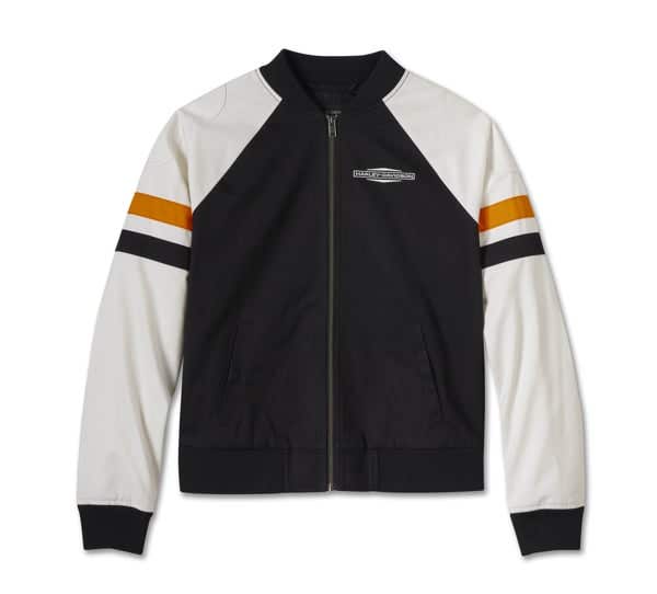 HARLEY-DAVIDSON WOMENS STACKED BAR & SHIELD BOMBER JACKET